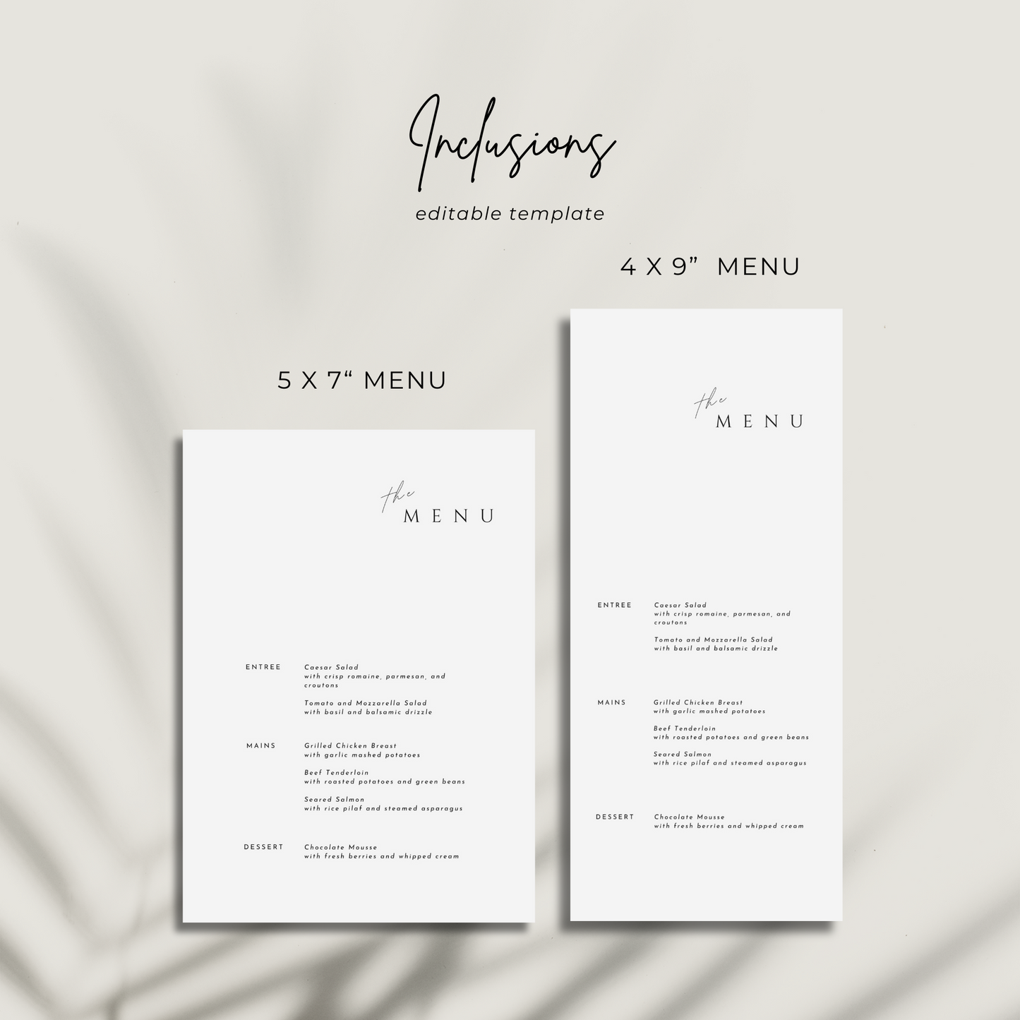 Menu Editable Template