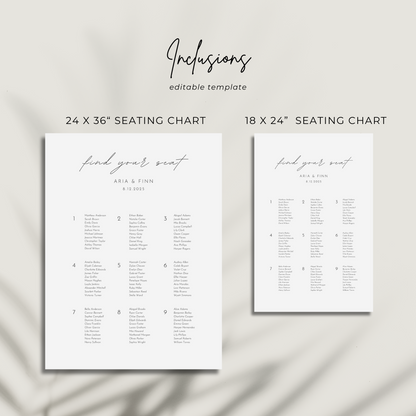 Seating Chart Editable Template